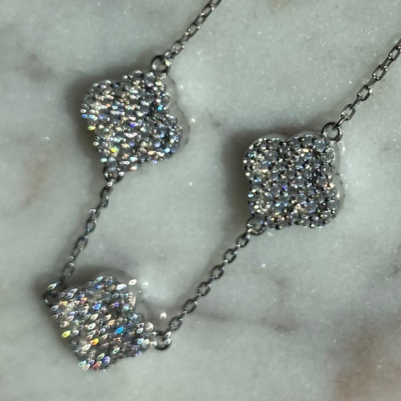 NWT Rachel Zoe Sterling silver and rhinestone 3 clover bracelet - Picture 5 of 5